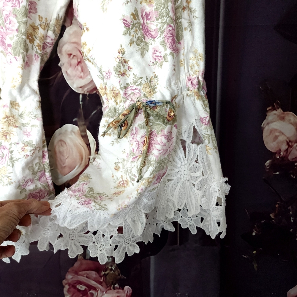 Victorian Shabby Bloomers Ruffle Pants Rose Print Like Boho Print Rose - Picture 6 of 17